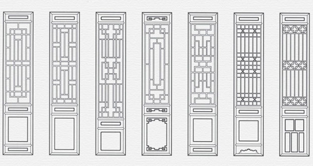 桐庐常用中式仿古花窗图案隔断设计图